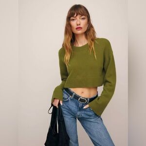 Reformation Olive Green Paloma Cashmere Sweater